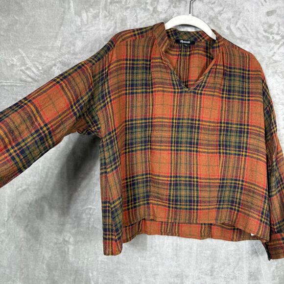 Madewell Popover Shirt XXS 2XS Plaid Chestnut - Picture 8 of 14